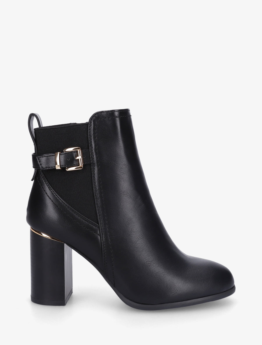 Bottines en simili à empiècement métal au talon - Noir - 1