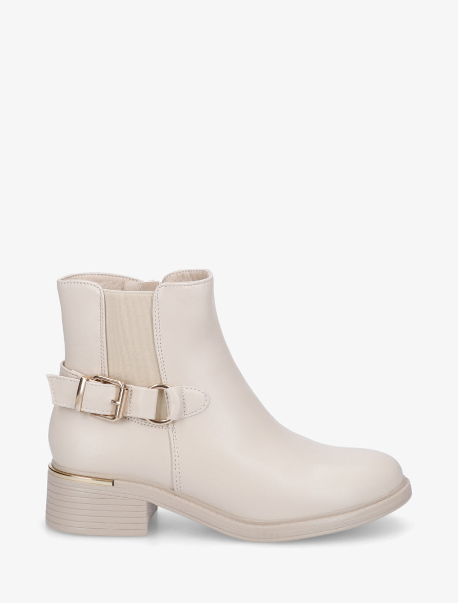 Bottines élastiquées à boucle - Beige - 1