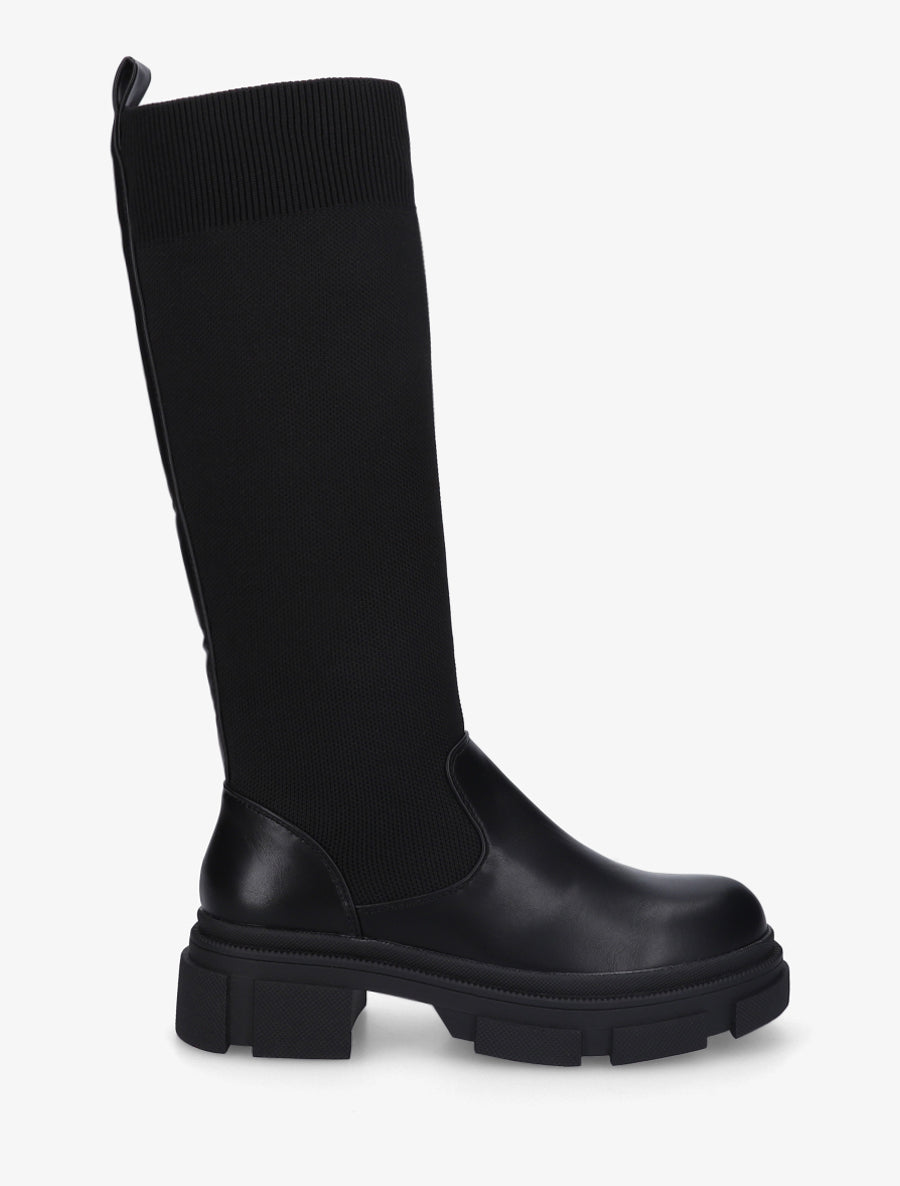 Bottes chaussettes en simili - Noir - 1