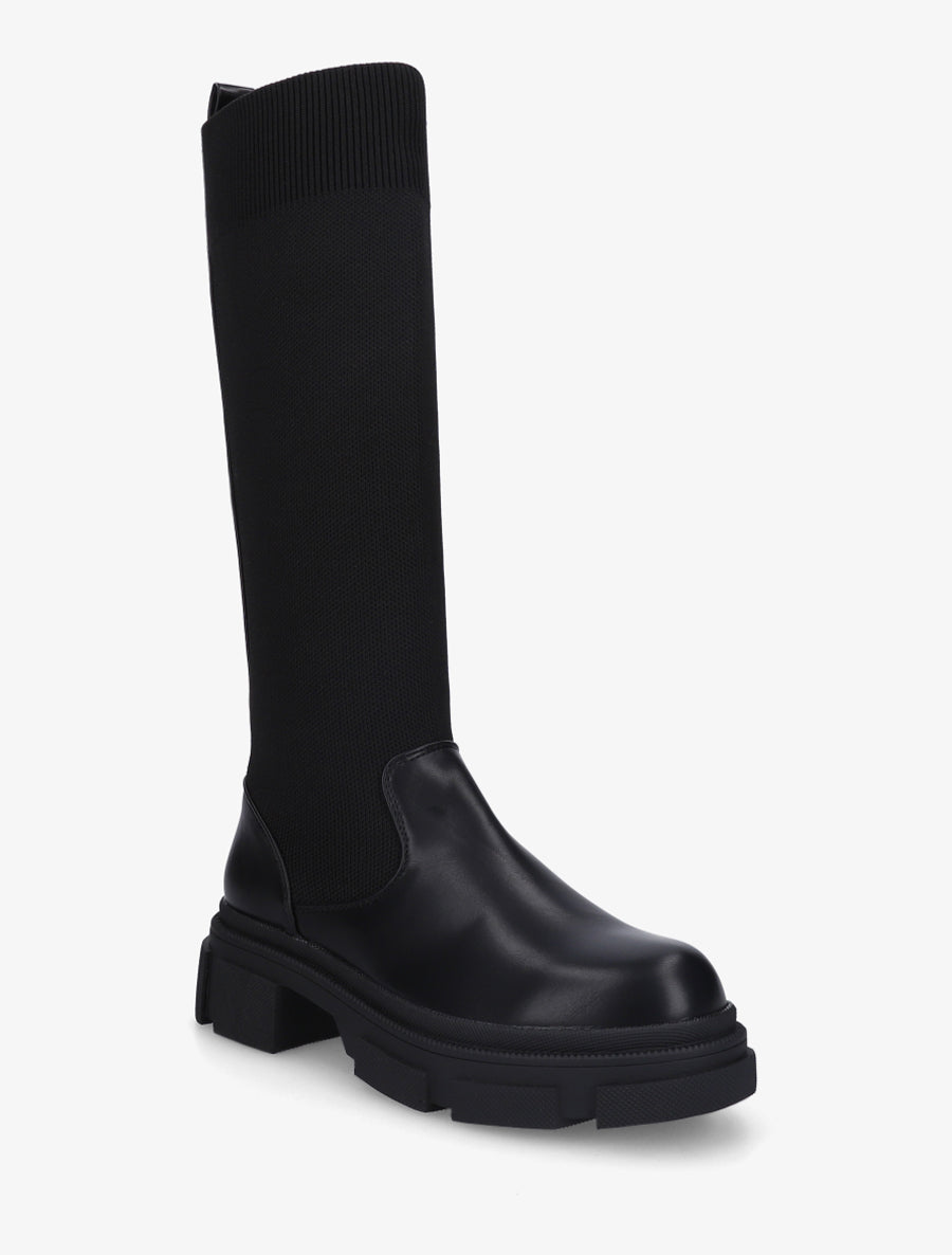 Bottes chaussettes en simili - Noir - 2