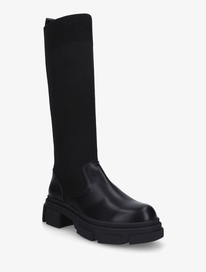 Bottes chaussettes en simili - Noir - 2