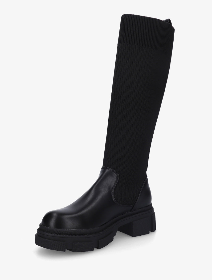 Bottes chaussettes en simili - Noir - 3