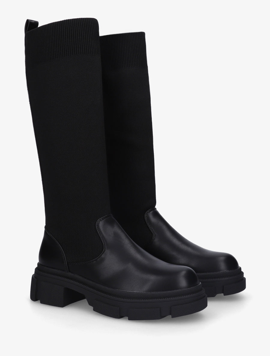 Bottes chaussettes en simili - Noir - 4
