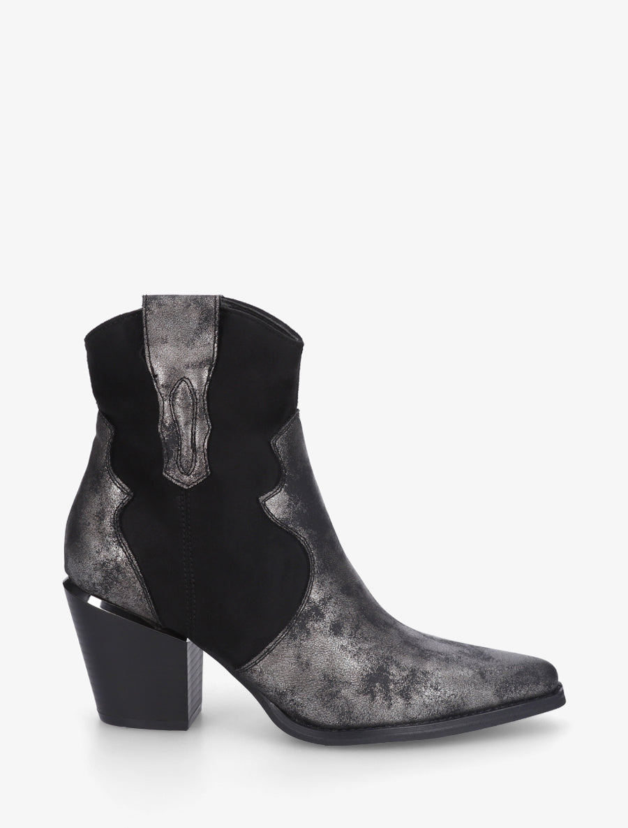 Bottines irisées style santiag - Noir - 1