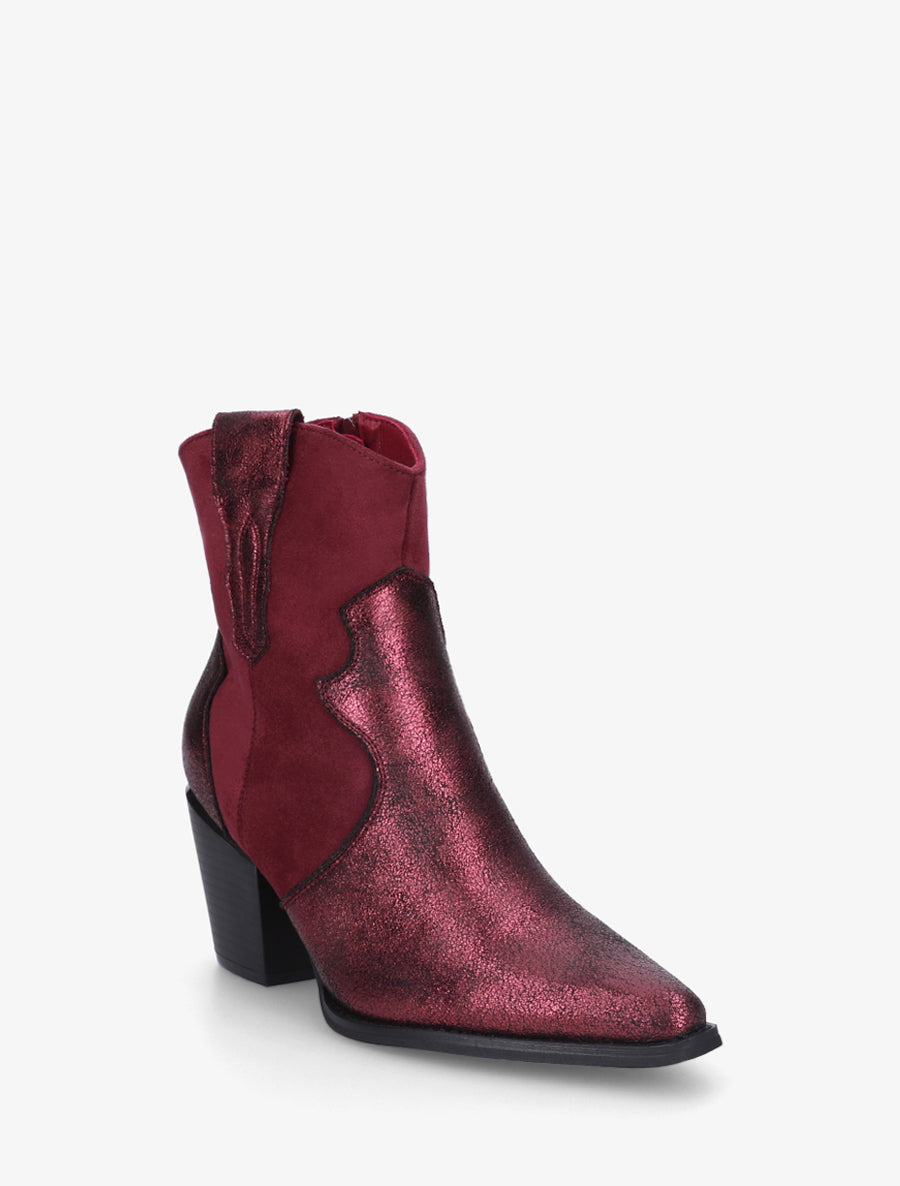 Bottines irisées style santiag - Lie de vin - 2