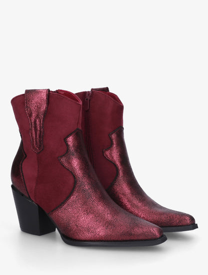 Bottines irisées style santiag - Lie de vin - 4