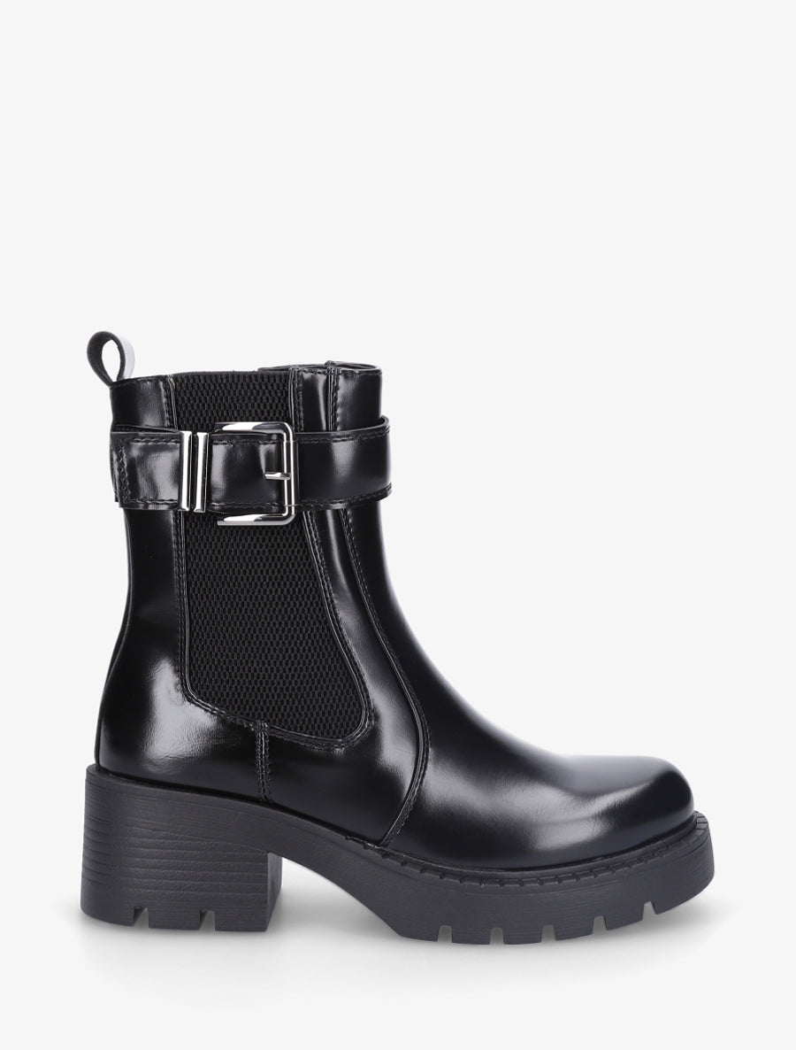 Bottines montantes à sangle - Noir - 1