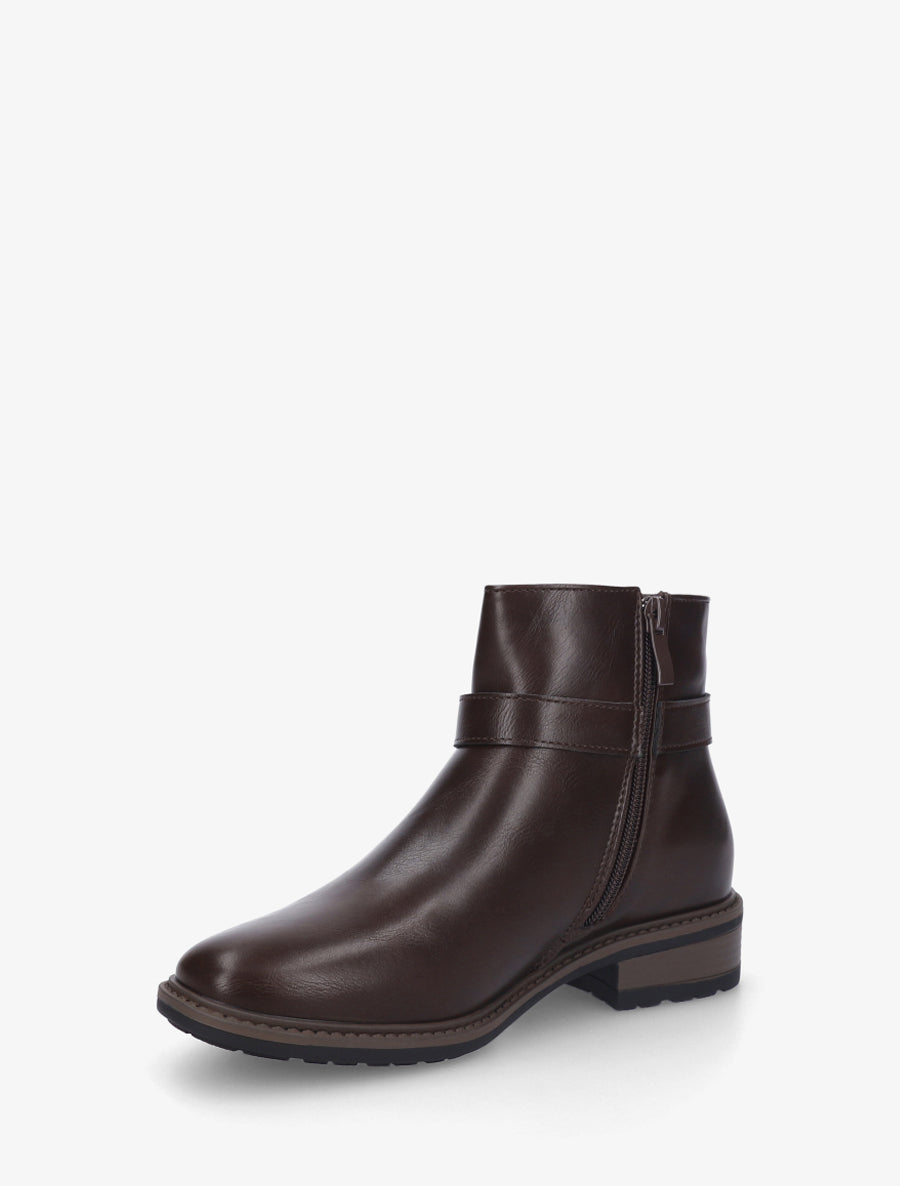 Bottines en simili à boucle décorative - Marron - 3