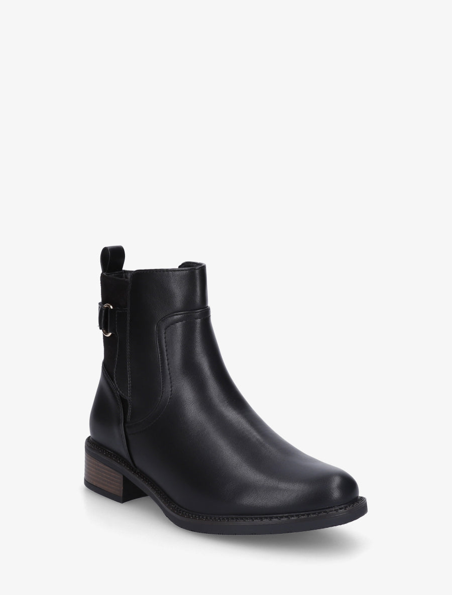 Bottines bi-matière unies - Noir - 2