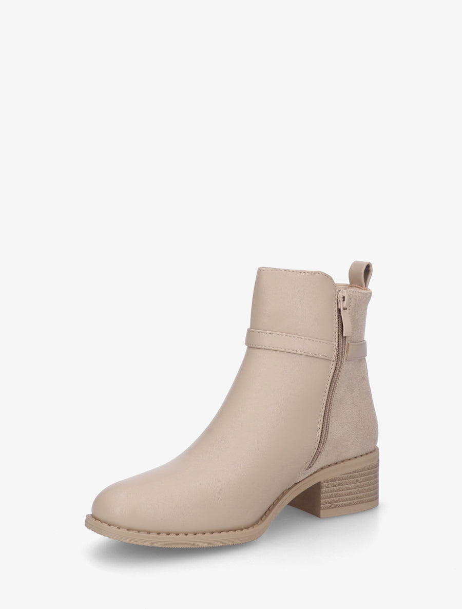Bottines bi-matière élastiquées - Beige - 3