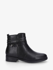 Bottines en simili à 4 brides - Noir - 1