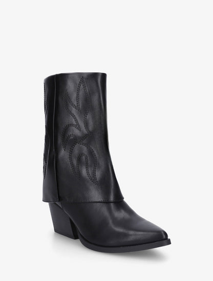 Bottines à revers et surpiqûres - Noir - 2