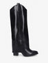 Bottes à talon et revers en simili - Noir - 1