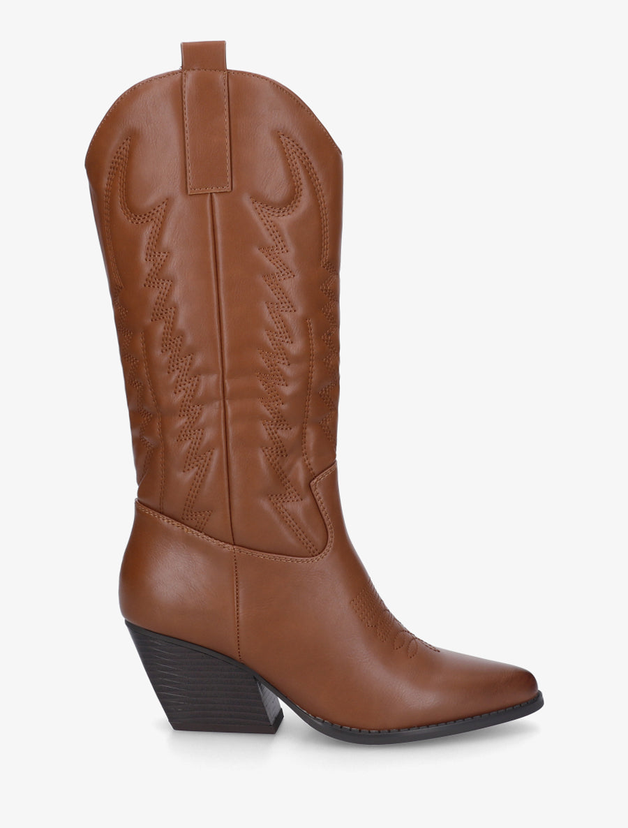Bottines montantes à sûrpiqures - Camel - 1