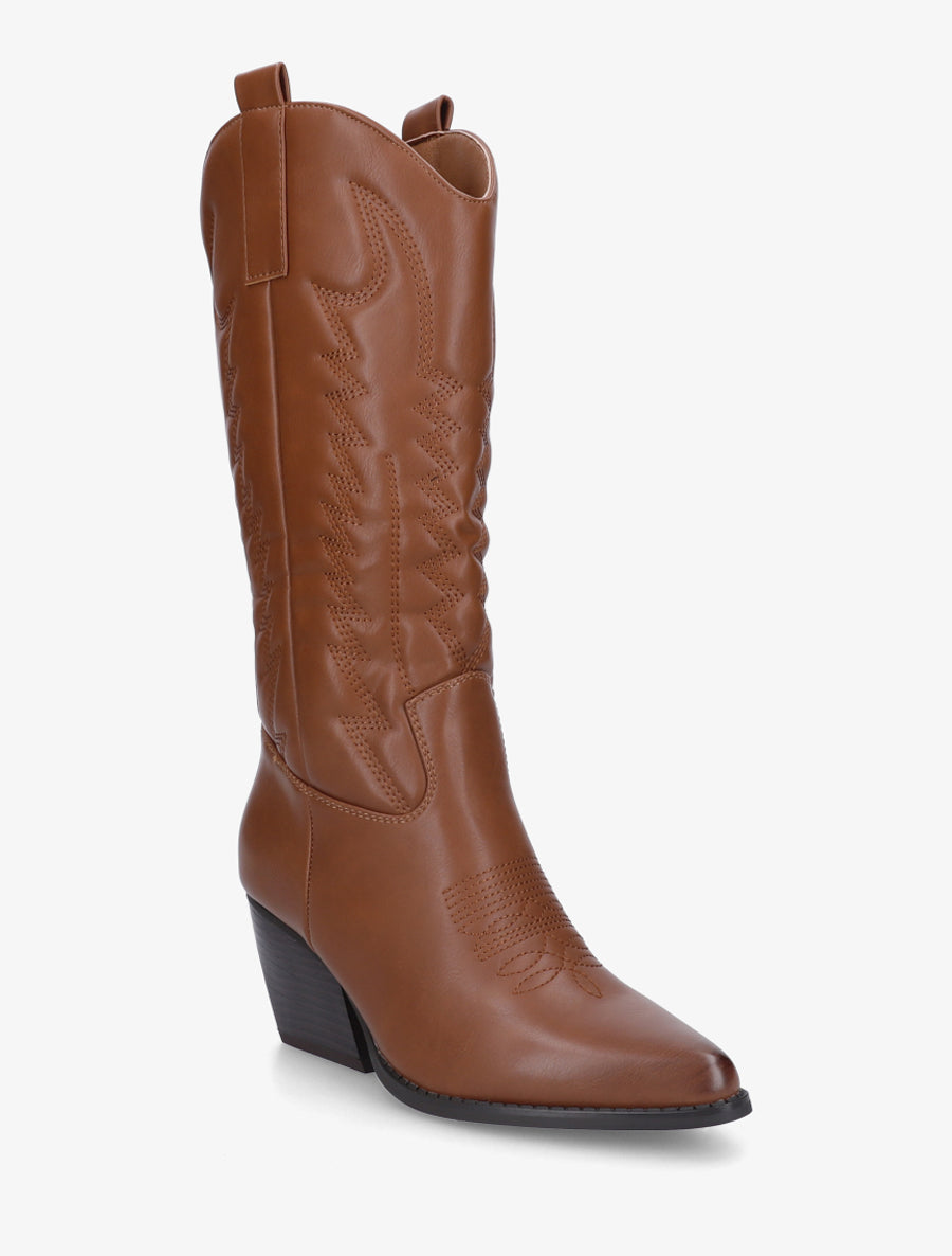 Bottines montantes à sûrpiqures - Camel - 2