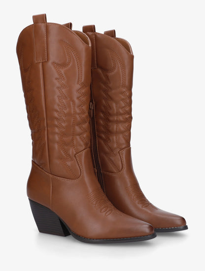 Bottines montantes à sûrpiqures - Camel - 4