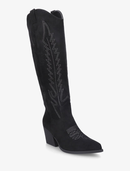 Bottes brodées style santiags - Noir - 2