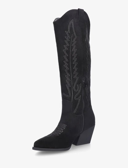 Bottes brodées style santiags - Noir - 3