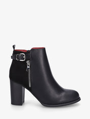 Bottines à zip décoratif et sangle - Noir - 1