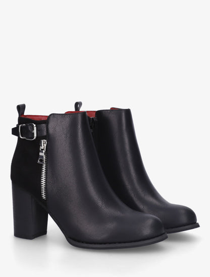 Bottines à zip décoratif et sangle - Noir - 4