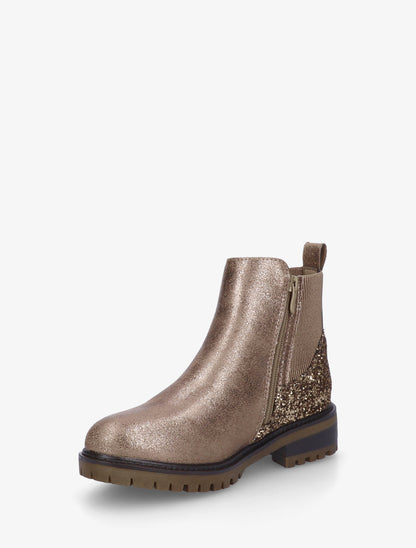 Bottines élastiquées à contrefort pailleté - Or - 3