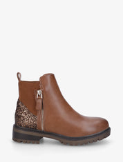 Bottines élastiquées à contrefort pailleté - Camel - 1