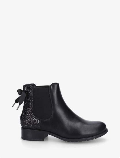 Bottines élastiquées à ruban style lacet - Noir - 1