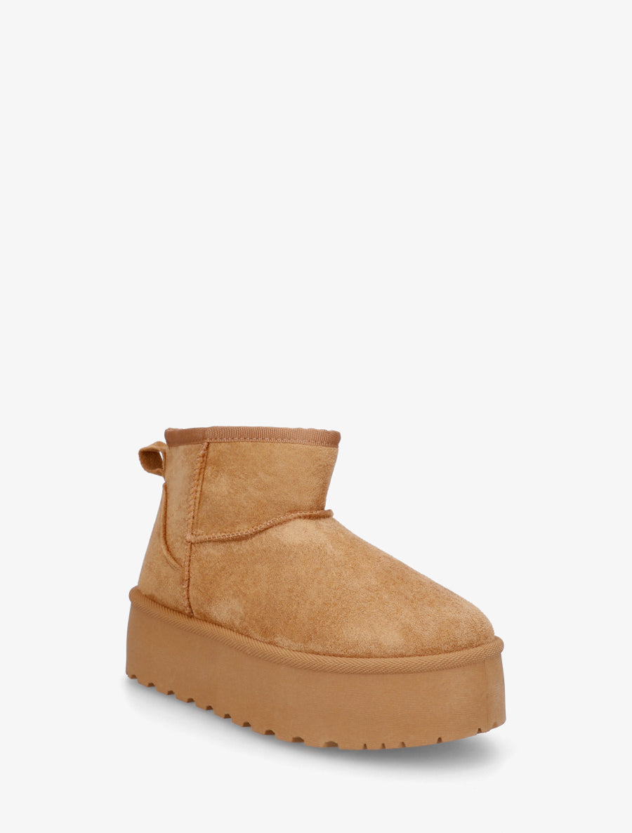 Boots en suédine à semelle plateforme - Camel - 2