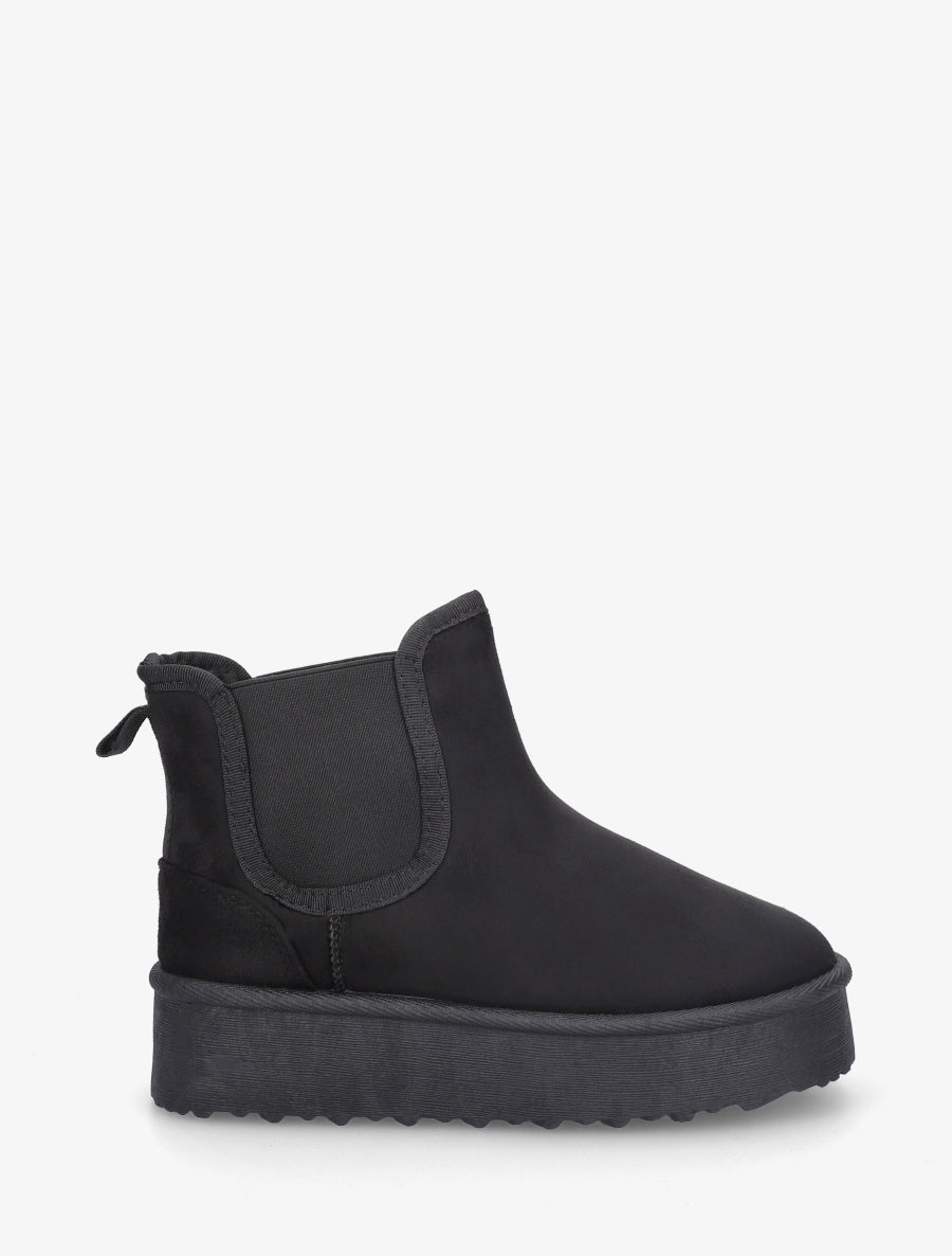Bottines élastiquées en suédine - Noir - 1