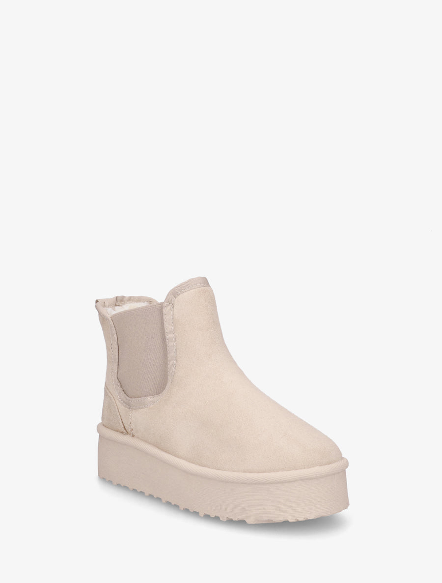 Bottines élastiquées en suédine - Beige - 2