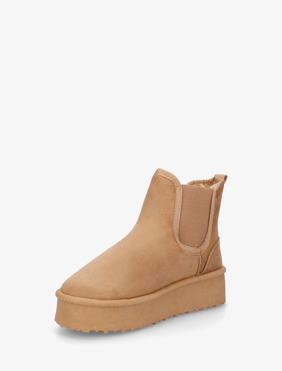 Bottines élastiquées en suédine - Camel - 3
