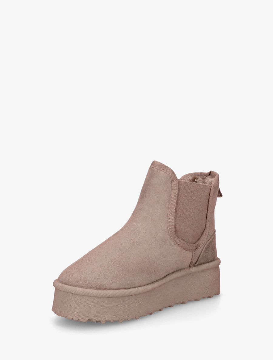 Bottines élastiquées en suédine - Taupe - 3