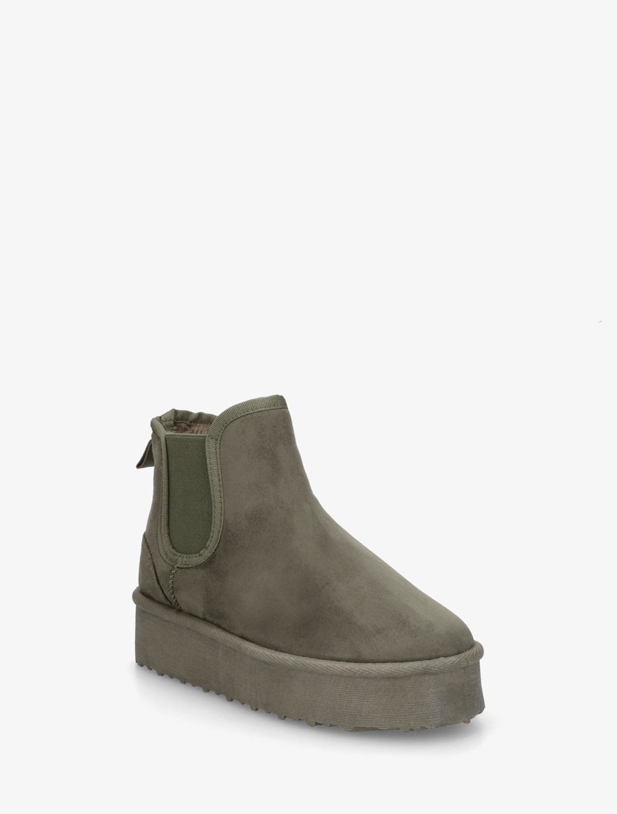 Bottines élastiquées en suédine - Kaki - 2