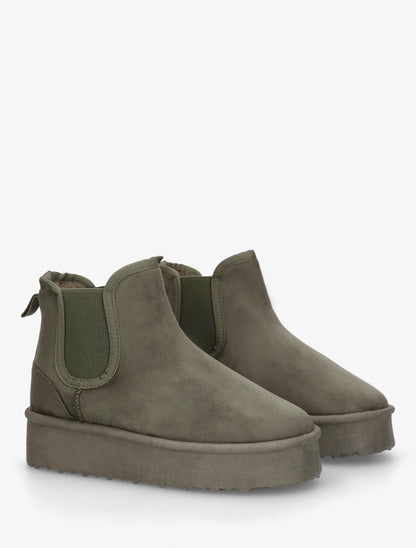 Bottines élastiquées en suédine - Kaki - 4