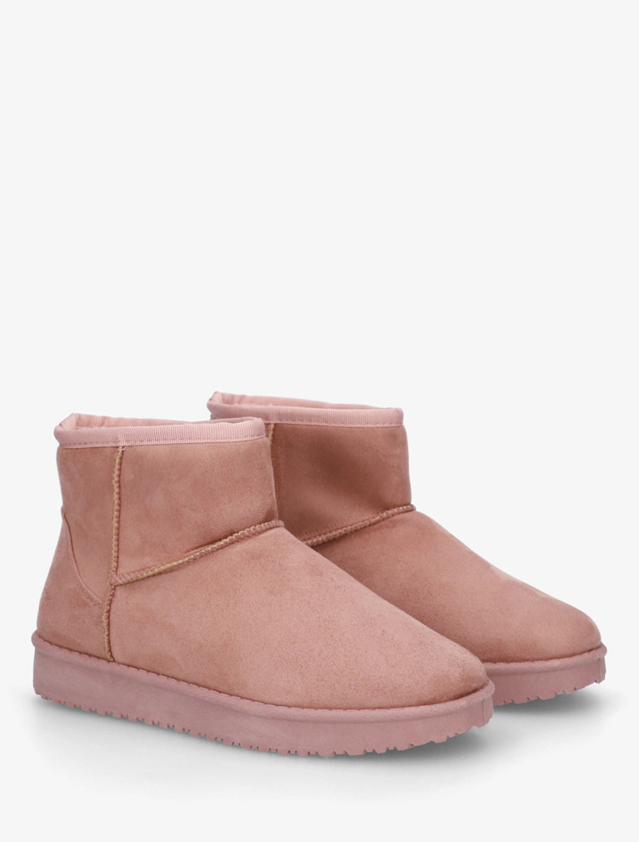 Low boots unies en suédine - Rose - 4