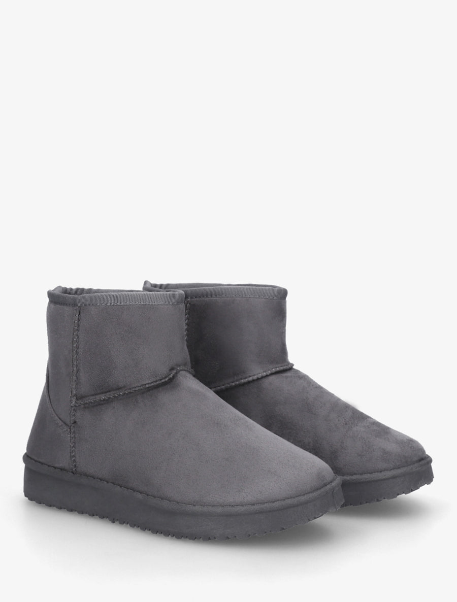 Low boots unies en suédine - Gris - 4