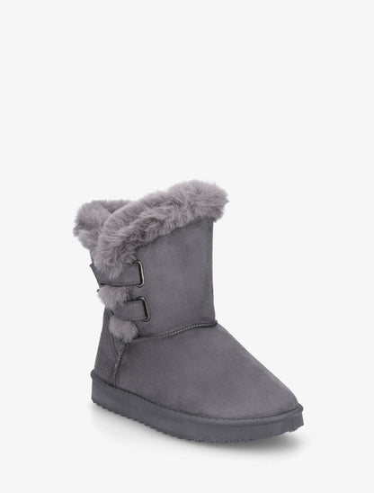 Boots en suédine fourrées à scratch - Gris foncé - 2