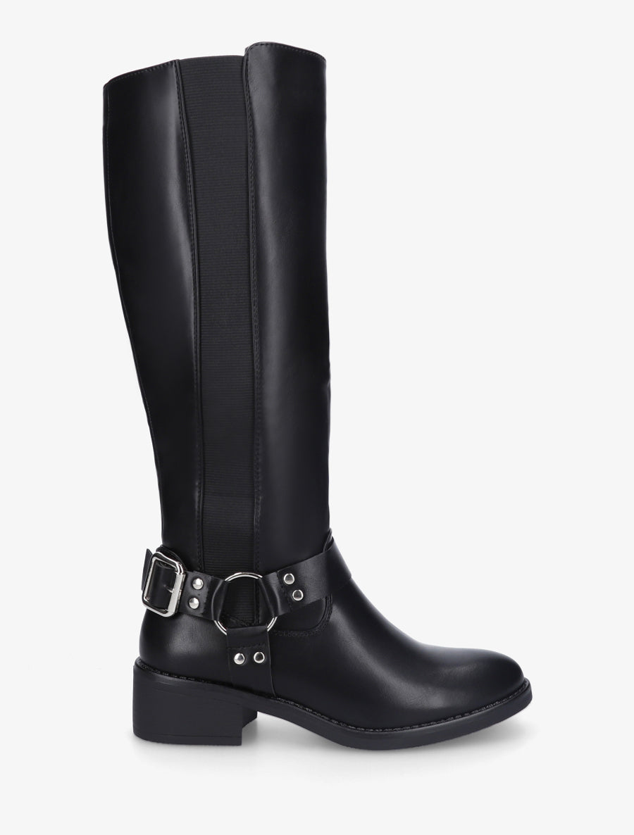 Bottes style cavalière à boucle - Noir