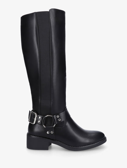 Bottes style cavalière à boucle - Noir