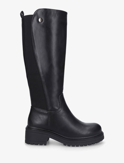 Bottes élastiquées en simili - Noir - 1