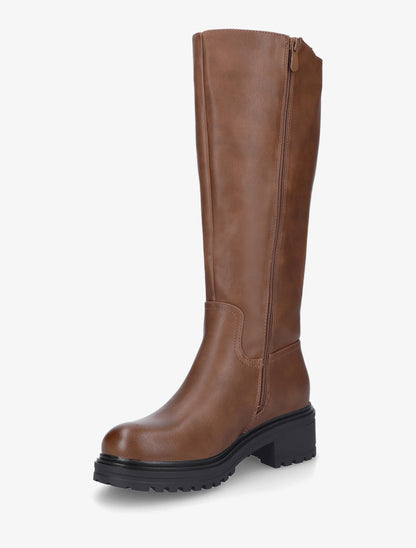 Bottes élastiquées en simili - Marron - 3