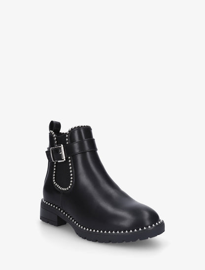 Bottines élastiquées et cloutées en simili - Noir - 2