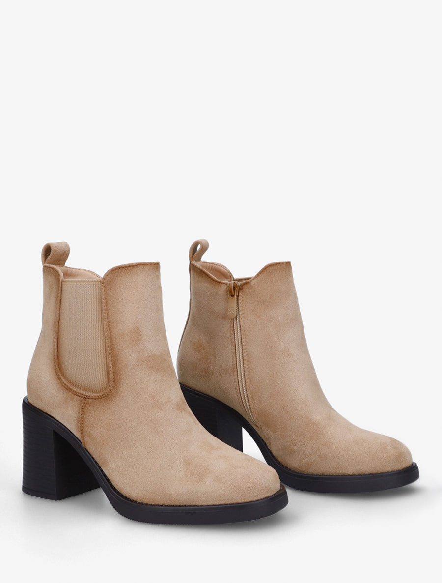 Bottines élastiquées en suédine - Taupe - 4