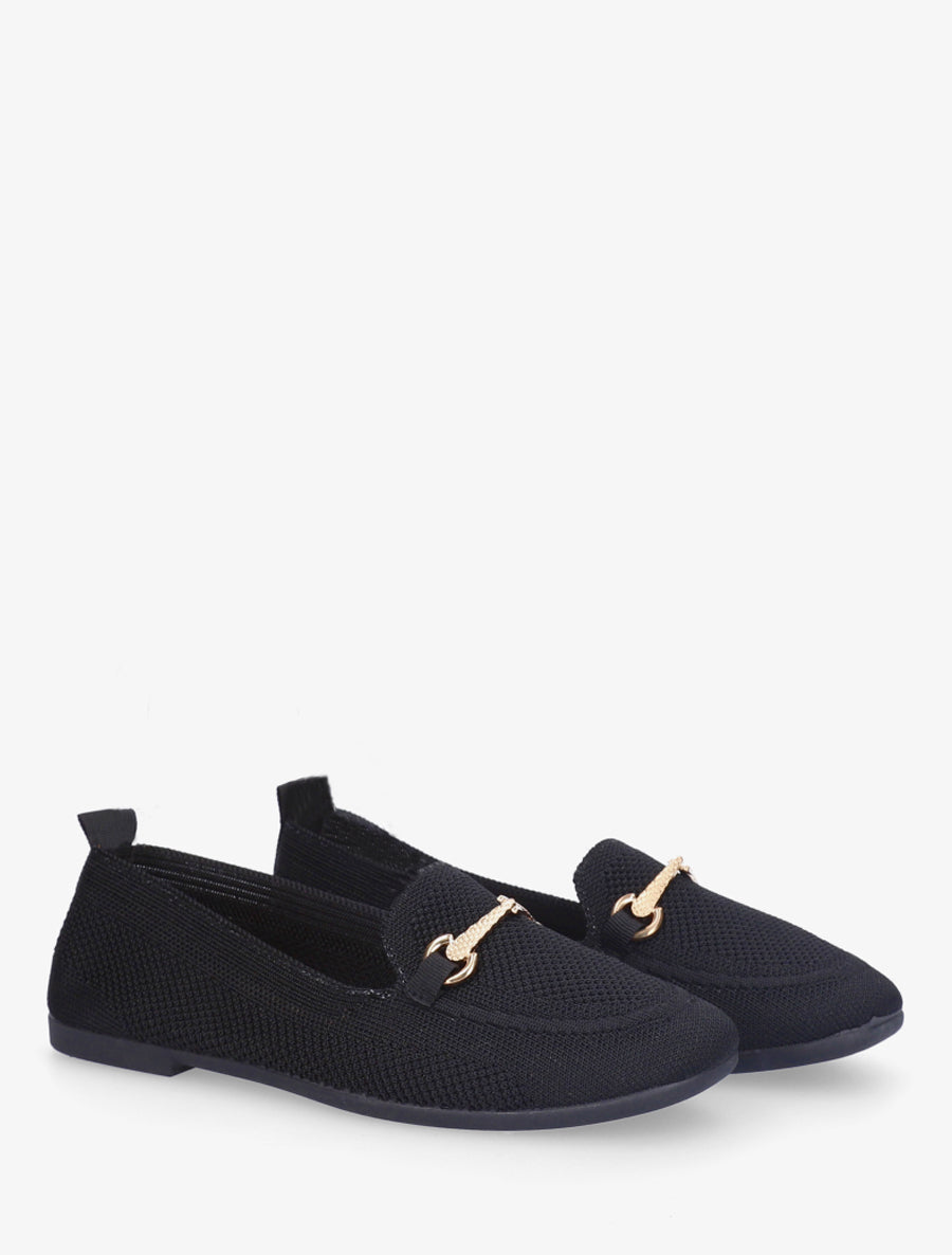 Mocassins en maille à boucle décorative - Noir - 4