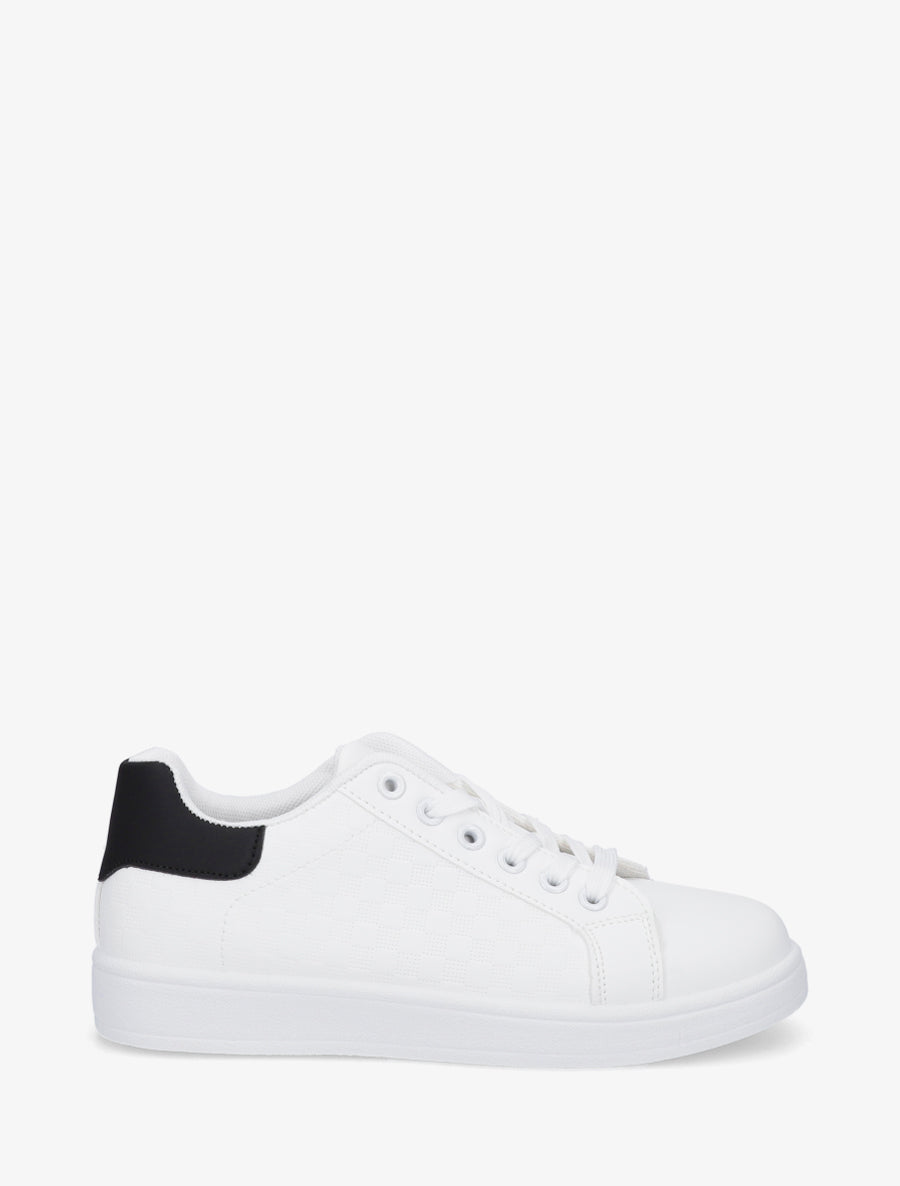 Baskets en simili à motif damier - Noir/blanc - 1