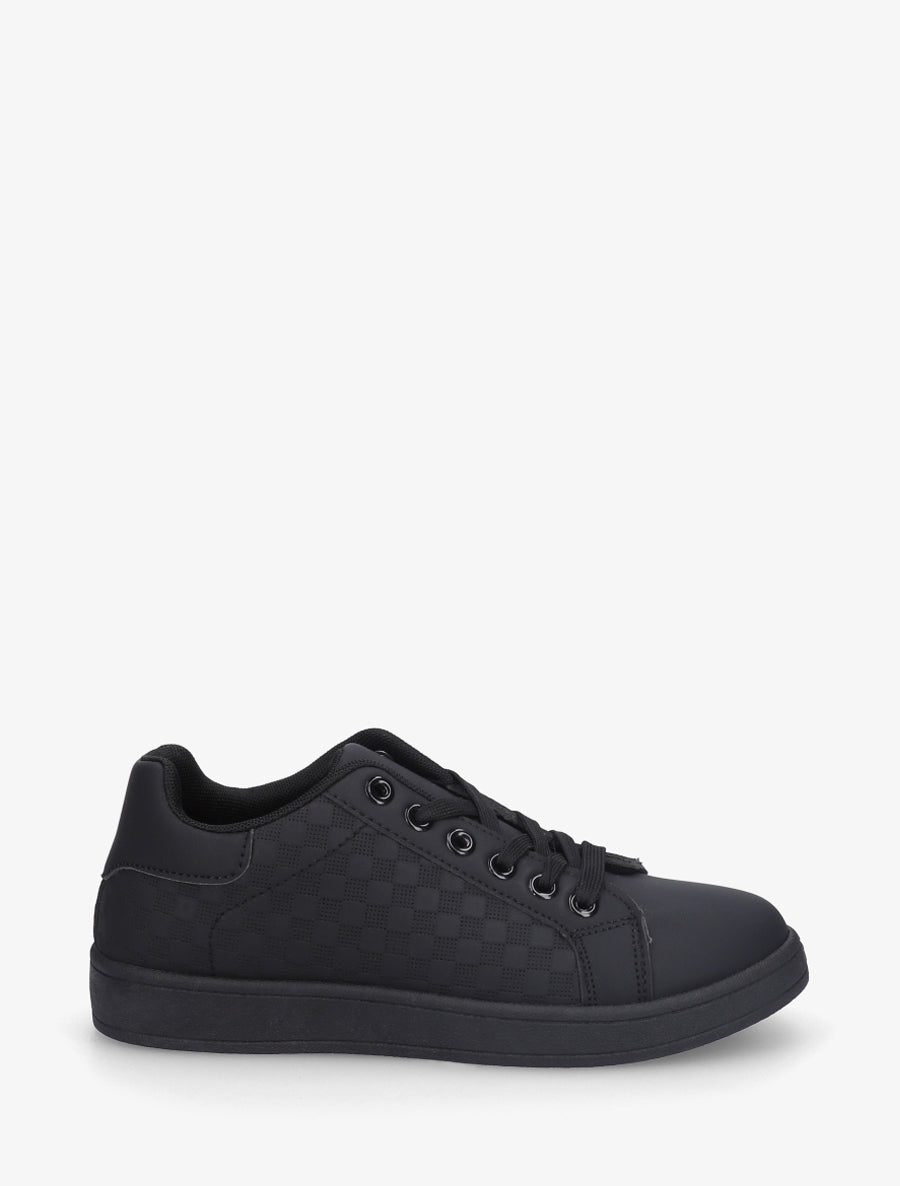 Baskets en simili à motif damier - Noir - 1