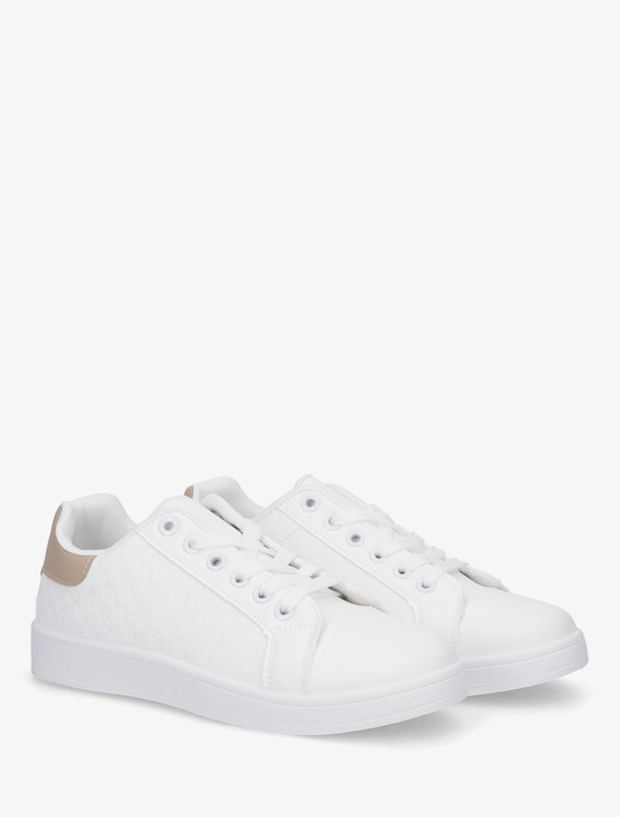 Baskets en simili à motif damier - Taupe - 4