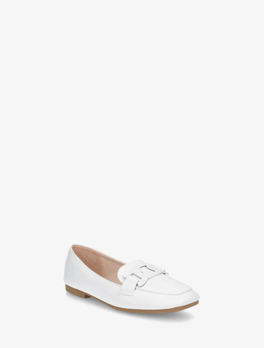 Mocassins bout carré à boucle - Blanc - 2