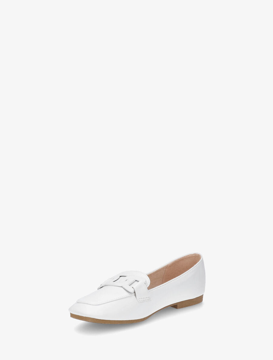 Mocassins bout carré à boucle - Blanc - 3