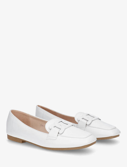 Mocassins bout carré à boucle - Blanc - 4